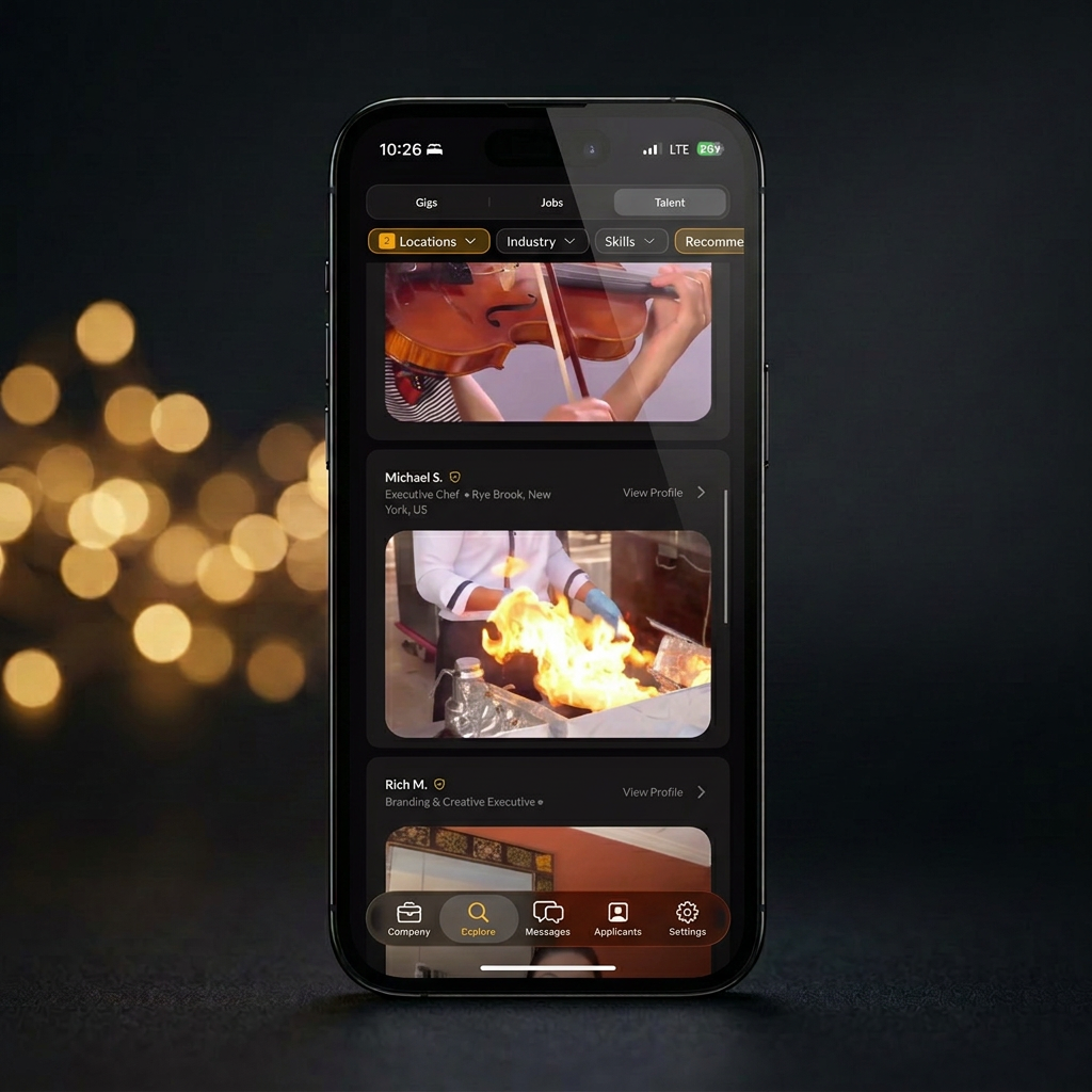 Vetano app screen showing a verified applicant with skill clips
